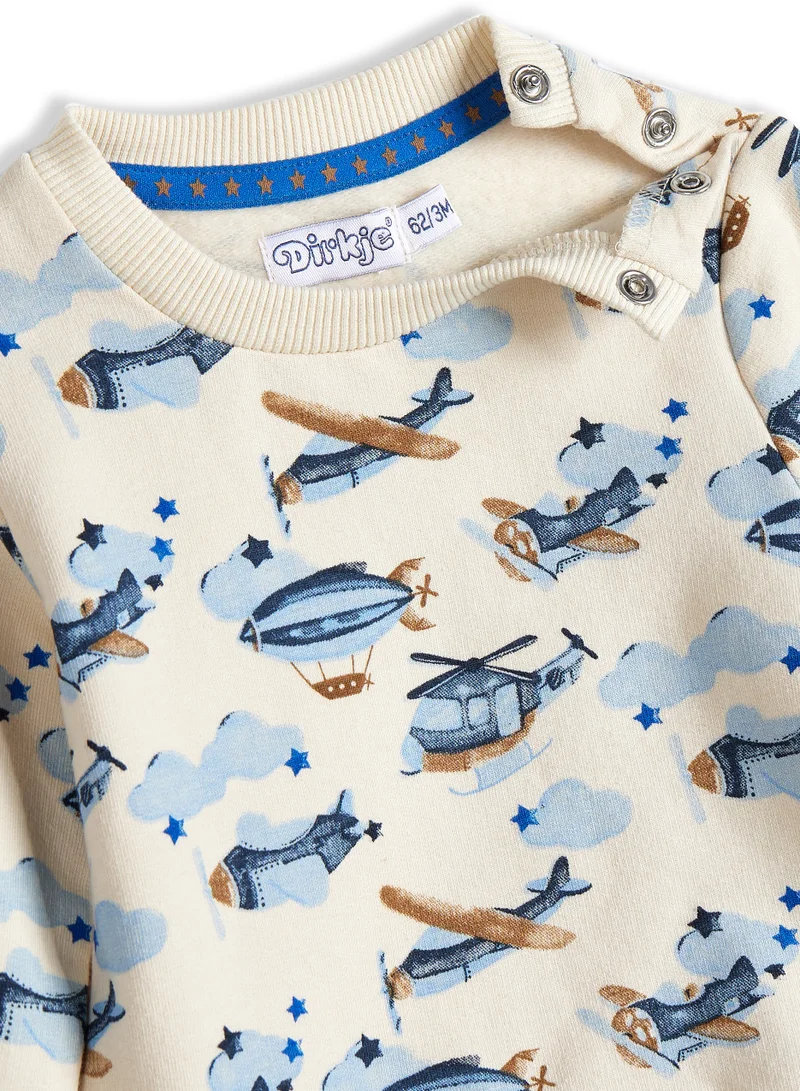 ديركجي Dirkje 2 Pc Set - Helicopter Printed Sweat top with Matching Pants