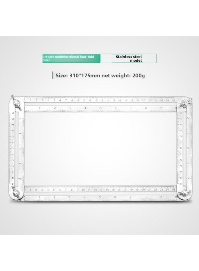 Stainless Steel Four-fold Angle Ruler Multi-function Four-angle Ruler Aluminum Alloy Woodworking Folding Ruler Special-shaped Tile Ruler 