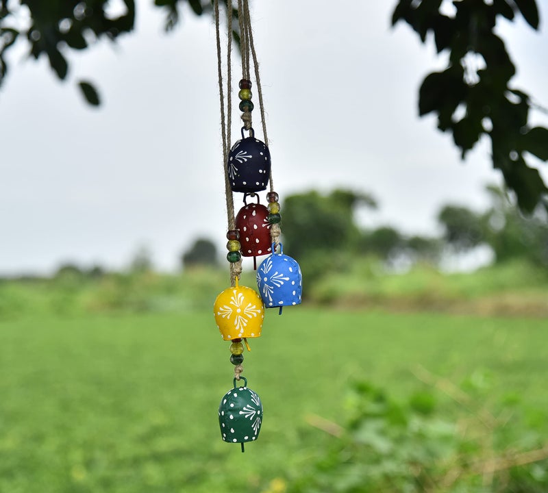 Vivanta Vintage Christmas Bells – 32" Hand-Painted Metal Hanging Wind Chime with Rustic Cowbells & Jingle Bells Handcrafted Witch Bells for Door, Farmhouse & Boho Decor, Christmas Decor - Image 5