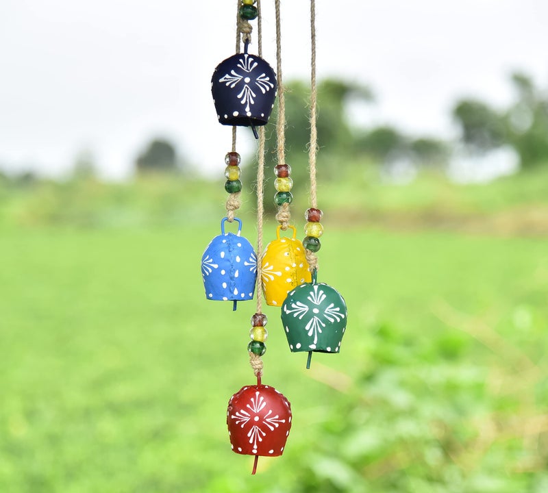 Vivanta Vintage Christmas Bells – 32" Hand-Painted Metal Hanging Wind Chime with Rustic Cowbells & Jingle Bells Handcrafted Witch Bells for Door, Farmhouse & Boho Decor, Christmas Decor - Image 1