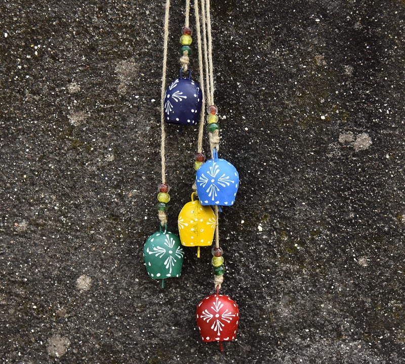 Vivanta Vintage Christmas Bells – 32" Hand-Painted Metal Hanging Wind Chime with Rustic Cowbells & Jingle Bells Handcrafted Witch Bells for Door, Farmhouse & Boho Decor, Christmas Decor - Image 3