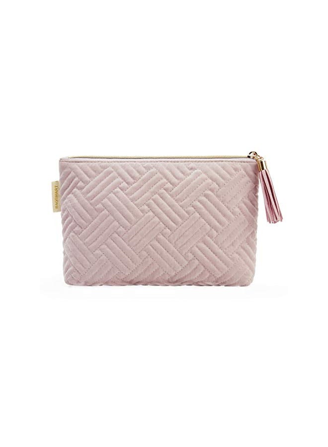 BAGSMART BAGSMART Small Cosmetic Bag, Elegant Roomy Makeup Bags,lipstick pouch,Zipper Pouch,Great Gifts for Women,Travel Waterproof Toiletry Bag Accessories Organizer Gifts (Pink-1 pcs) - Image 1
