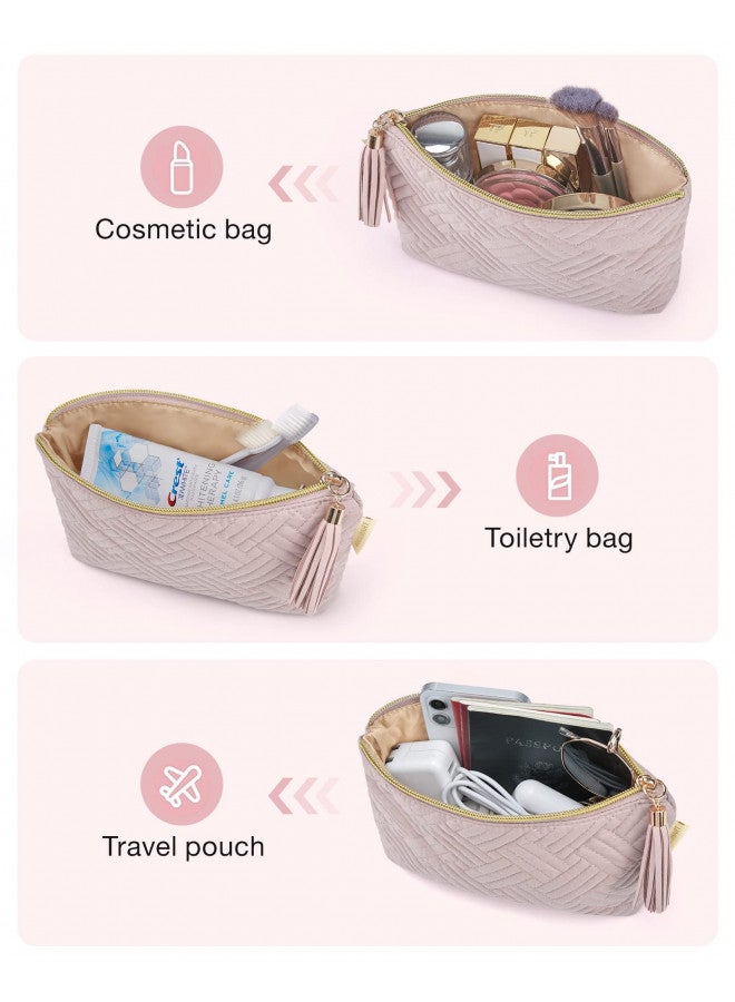 BAGSMART BAGSMART Small Cosmetic Bag, Elegant Roomy Makeup Bags,lipstick pouch,Zipper Pouch,Great Gifts for Women,Travel Waterproof Toiletry Bag Accessories Organizer Gifts (Pink-1 pcs) - Image 5