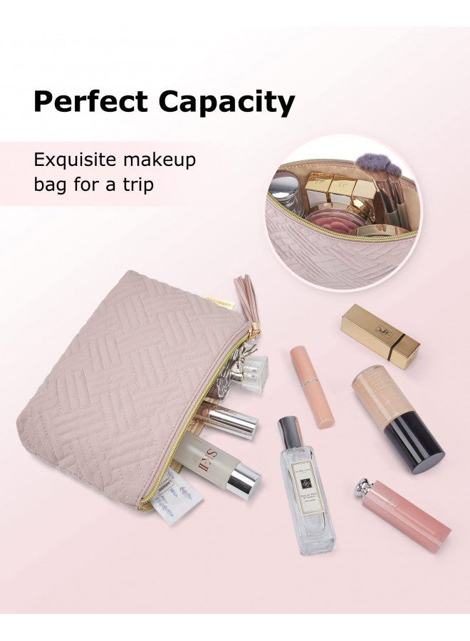 BAGSMART BAGSMART Small Cosmetic Bag, Elegant Roomy Makeup Bags,lipstick pouch,Zipper Pouch,Great Gifts for Women,Travel Waterproof Toiletry Bag Accessories Organizer Gifts (Pink-1 pcs) - Image 3
