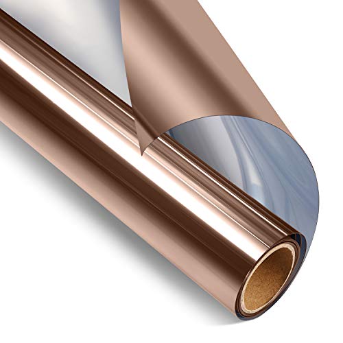 STATINT WINDOW FILMS Privacy One Way Mirror Glass Tint Heat Control Sun UV Blocking Sliding Door Tinting Reflective Static Cling for Home BrownSilver 175 Inch X 65 Feet