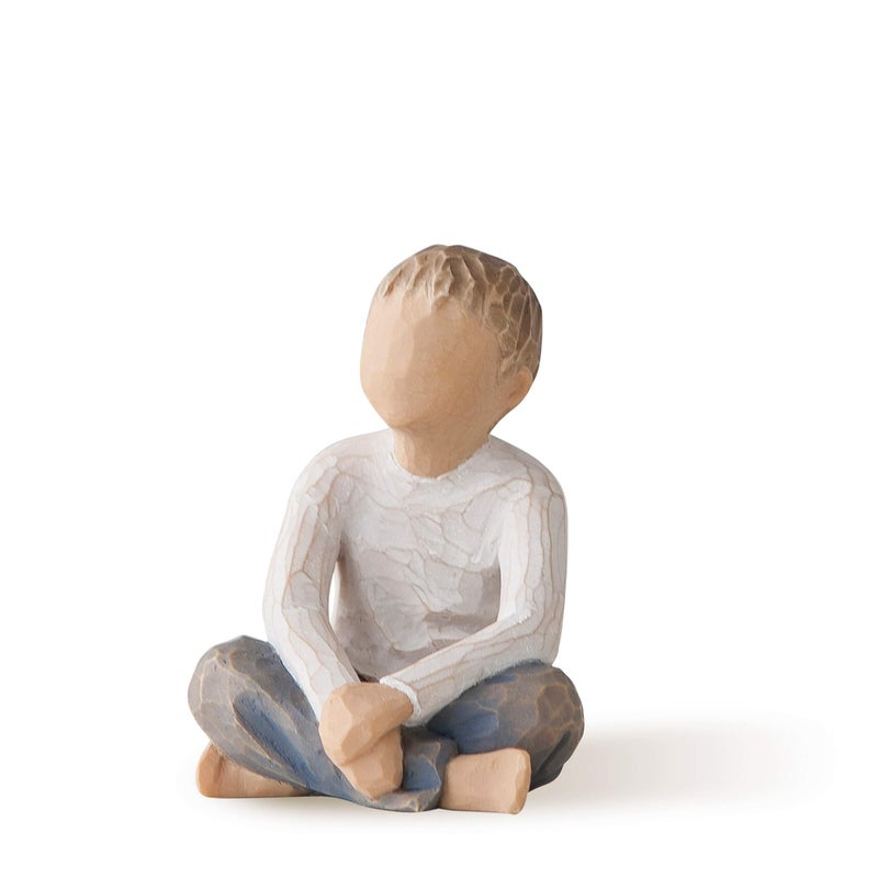 Willow Tree Willow Tree Imaginative Child Nurtured by Your Loving Care Seated Boy Figure in Blue Jeans Works Well in Groupings That Reflect Family Relationships Sculpted HandPainted Figure