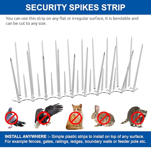 Eightiz (Pack of 5) New Sharp Bird and Pigeon Spikes, Pigeon Control Spikes Anti Bird Plastic Spikes for AC Balcony Railing Window Home Protection from Pigeon Dog Monkey Crow Kabootar Transparent - Image 2