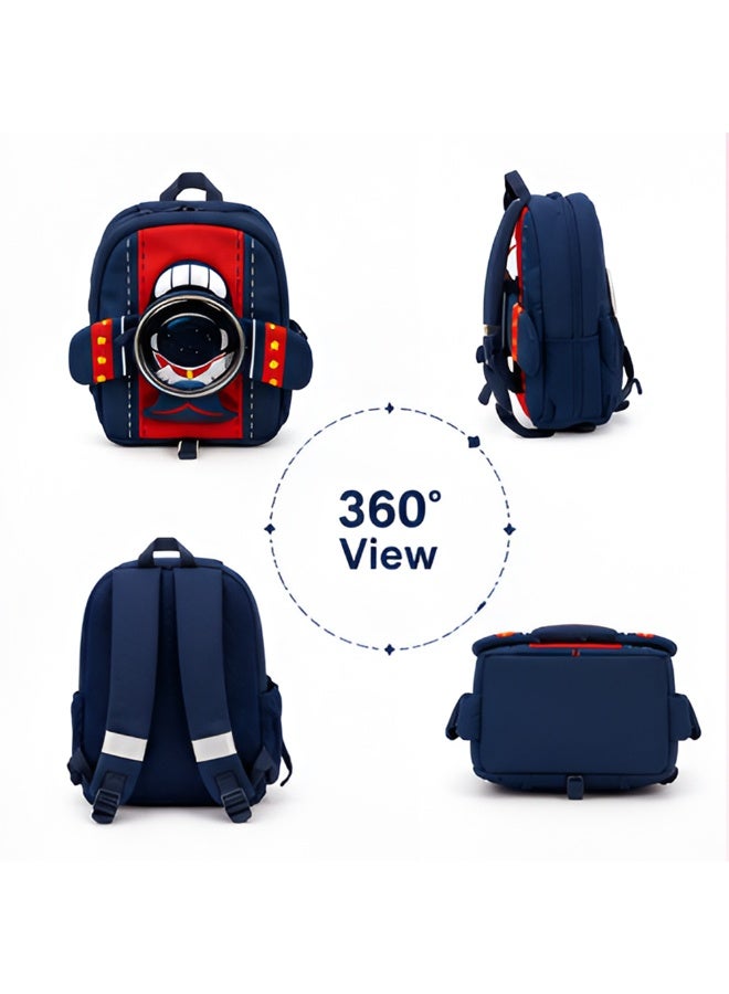 COCOBEE Aeroplane-Style Astronaut Print Backpack For Boys – Navy Blue - Image 4