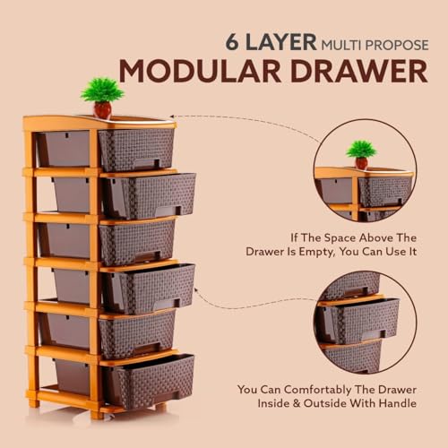 AVZEEGO 6XL Plastic Modular Drawer System for Home, Office, Hospital, Parlor, School, Doctors, Home and Kids, Product Dimension When assembeled (30cmx37cmx90 cm) (Chocolate Brown, 6XL) - Image 5