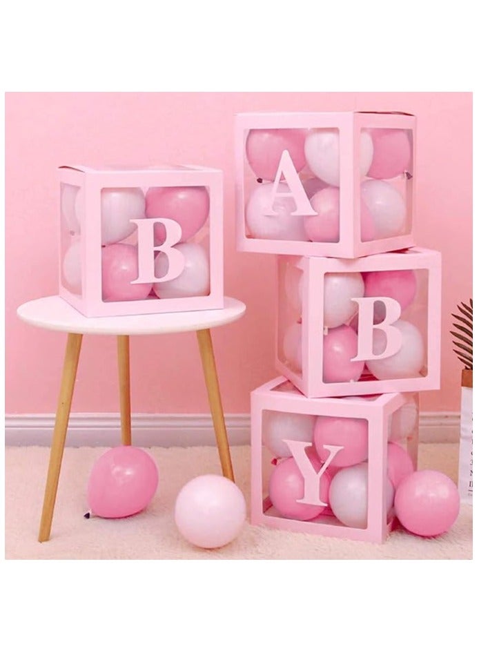 Boxwoods Pink Baby Letter Balloon Boxs With  White And Pink Balloons For Baby Shower Welcome New Born Baby Girl And First Birthday Party - Image 1