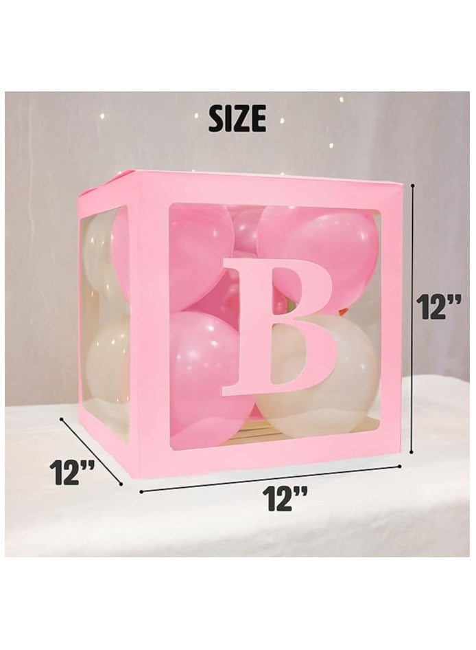Boxwoods Pink Baby Letter Balloon Boxs With  White And Pink Balloons For Baby Shower Welcome New Born Baby Girl And First Birthday Party - Image 2