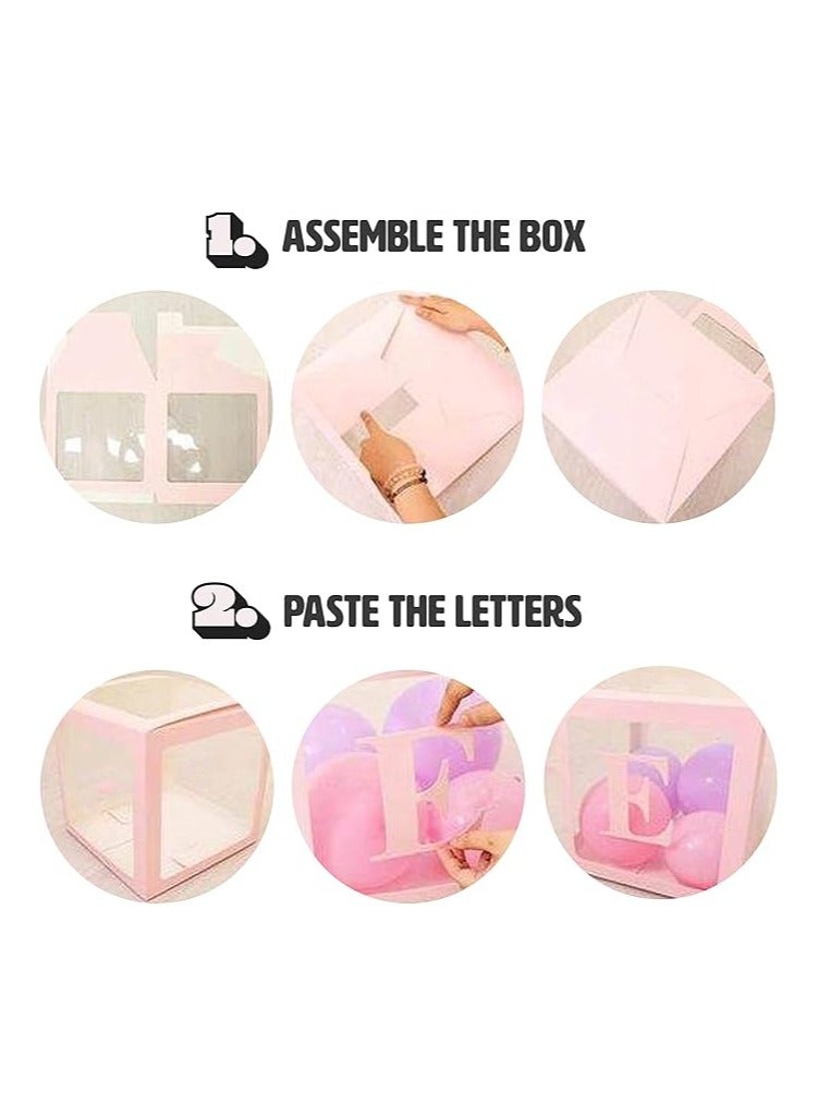 Boxwoods Pink Baby Letter Balloon Boxs With  White And Pink Balloons For Baby Shower Welcome New Born Baby Girl And First Birthday Party - Image 3