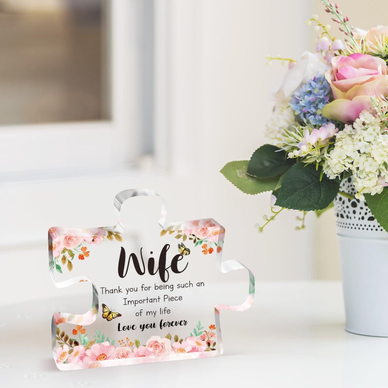 Buioata Birthday Gifts for Wife - Engraved Acrylic Block Puzzle Plaque Decorations 3.9 x 3.3 inch - Delicate Wife Gifts from Husband - Anniversary Birthday Valentines Day Gifts for Wife  Ideas - Image 4