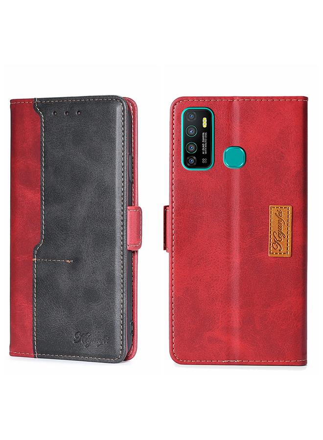 اس-توب جراب لهاتف Infinix Hot 9/Note 7 Lite X655C، جراب جلدي بلون متباين مع مشبك جانبي - Image 1