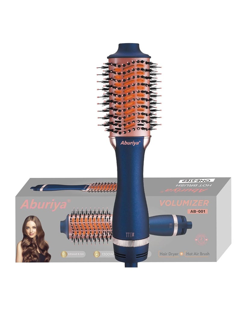Aburiya 1300W Professional 4 in 1 Hot Air Stylers Hair Styler Brush Blow Dryer Brush In One Negative Ion Anti-Frizz Blowout Hair Dryer Brush (Blue) - Image 1