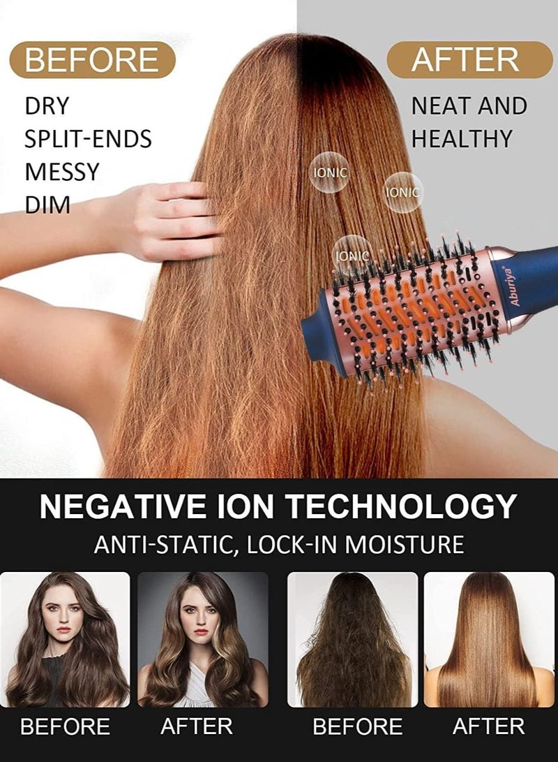 Aburiya 1300W Professional 4 in 1 Hot Air Stylers Hair Styler Brush Blow Dryer Brush In One Negative Ion Anti-Frizz Blowout Hair Dryer Brush (Blue) - Image 4