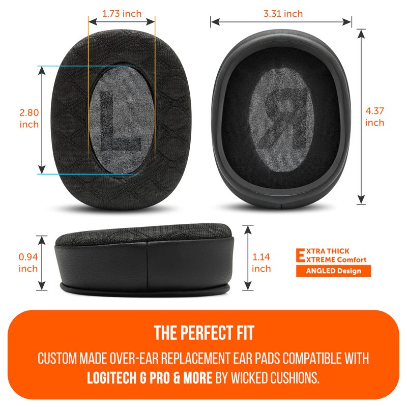 WC Freeze V2 G PRO X â€“ Angled Cooling Gel Earpads Compatible with Logitech G Pro X Series by Wicked Cushions | Angled Pads for Extreme Comfort, New Freeze V2 Cooling Fabric, Extra Thick | Black - Image 5