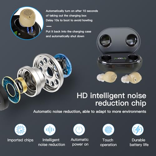 Aika CIC Wireless Rechargeable Hearing Aids for Old Age and Seniors with Digital Display, Noise Reduction, and 30-Hour Battery Life (Beige, Finger Touch, 1 Year Warranty, Free Dry Kit) - Image 3