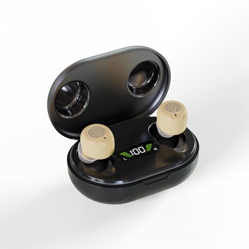 Aika CIC Wireless Rechargeable Hearing Aids for Old Age and Seniors with Digital Display, Noise Reduction, and 30-Hour Battery Life (Beige, Finger Touch, 1 Year Warranty, Free Dry Kit) - Image 1