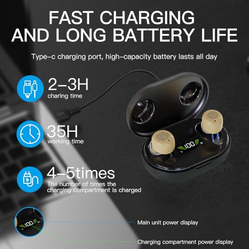Aika CIC Wireless Rechargeable Hearing Aids for Old Age and Seniors with Digital Display, Noise Reduction, and 30-Hour Battery Life (Beige, Finger Touch, 1 Year Warranty, Free Dry Kit) - Image 5