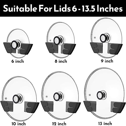 Niceyos Universal Adjustable Pot Lid Organizer for Cabinet - Upgraded Patented Set of 4 Pan Lids Organizers Inside Cabinet Door Wall Mount Pots Top Holder for Kitchen Cupboard, Fits 6" to 14" (Black) - Image 2