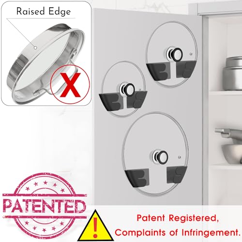 Niceyos Universal Adjustable Pot Lid Organizer for Cabinet - Upgraded Patented Set of 4 Pan Lids Organizers Inside Cabinet Door Wall Mount Pots Top Holder for Kitchen Cupboard, Fits 6" to 14" (Black) - Image 4