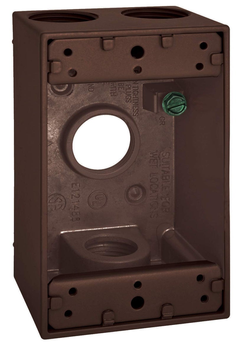 SIGMA ENGINEERED SOLUTIONS Metal Electrical Outlet Box Weatherproof Easy Mount Plug and Receptacle Protector 1 Gang Box Bronze E 4 Holes