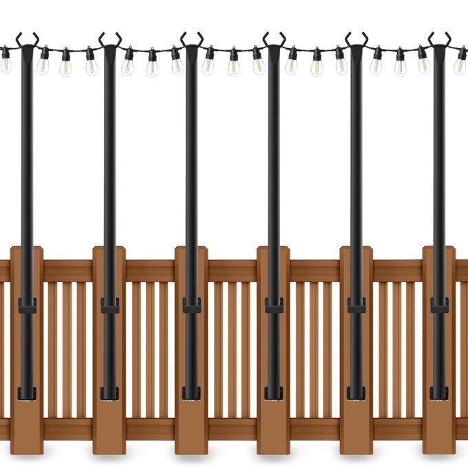 6 PACK 5 FT STRING LIGHT POLES STRING LIGHT POLES FOR OUTSIDE WITH FIXING CLIPSMETAL POLES FOR OUTDOOR STRING LIGHTS HANGING LIGHT POLES FOR DECK FENCE GARDEN BACKYARD WALL BISTRO