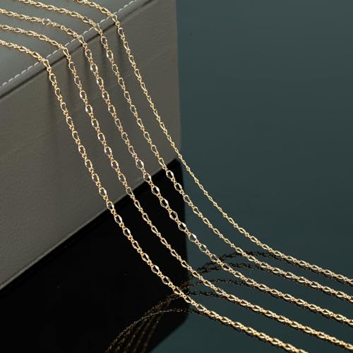 YOUBEIYEE 32.8 Feet 18K Gold Plated Jewelry Chains Bulk, Solid Brass Lip Cable Chain for Women Necklace Bracelet DIY Jewelry Findings - Image 4