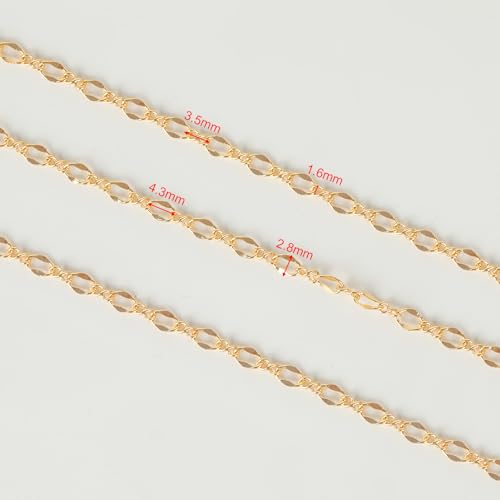 YOUBEIYEE 32.8 Feet 18K Gold Plated Jewelry Chains Bulk, Solid Brass Lip Cable Chain for Women Necklace Bracelet DIY Jewelry Findings - Image 3