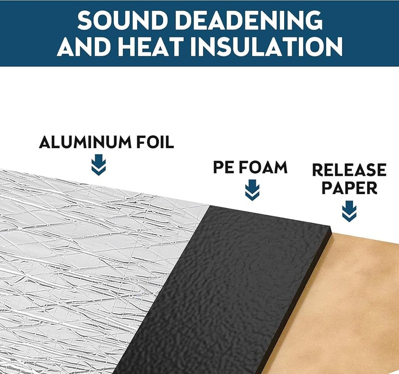 Wawasia 197mil 10.76sqft Sound Deadener Mat for Cars, Heat Shield Mat, Car Sound Dampening Material, Sound Deadener Mat Noise & Heat Insulation Moistureproof Waterproof (10 Sheets 15.7"x9.8"） - Image 4