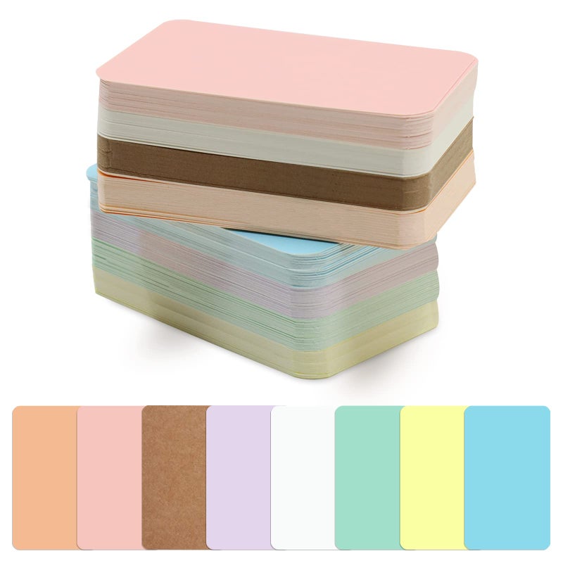 SNOMEL 240Pcs Small Blank Paper Message Note Business Cards, 3.5x2'' Mini Index Cards for Gift, 8 Colors Blank Vocabulary Word Flash Study Cards Double Sided, Colored Notecards Unlined - Image 1