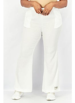 The Giving Movement Women Regular Fit Crinkled Flared Pull On Pants, White  - Image 1
