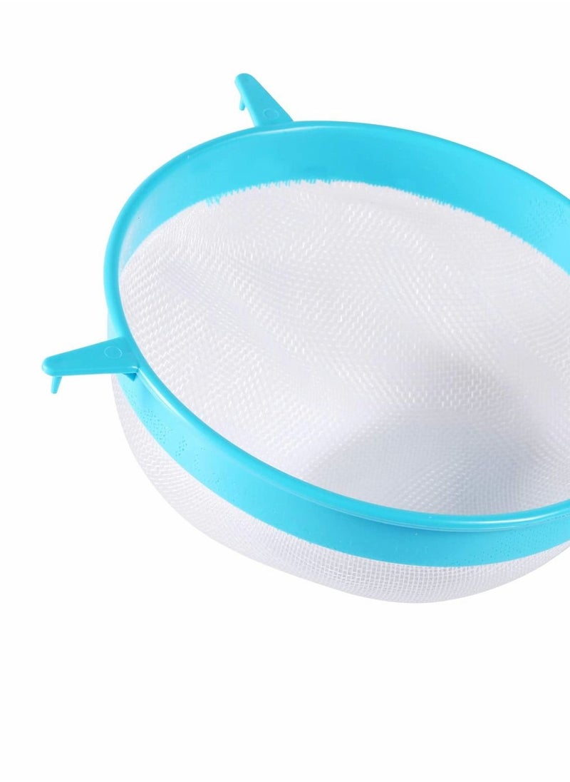KASTWAVE - Plastic Mesh Strainer Colander Set, Food Soy Milk Flour Sieve Plastic Colander Strainer with Long Handle Icing Sugar Sifters Fine Strainer Tea Filter and Silicone Foldable Funnel, 4Pcs, Random Color - Image 1