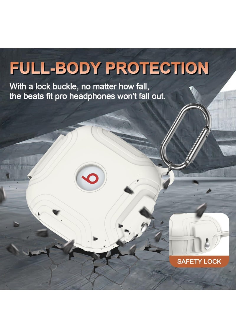 KASTWAVE - Case for Beats Fit Pro, Silicone Protector Case for Apple Beats Fit Pro, with Beats Fit Pro 2021 Earbuds Armor Shockproof Protective, with Anti-Lost Lanyard Keychain (White) - Image 1
