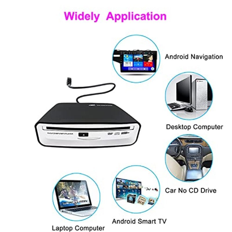 External CD Player USB 2.0 Plug and Play Portable Car CD Player - Shock-Resistant Compact Design Universal CD Drive for Vehicle Home Android PC TV - Image 3