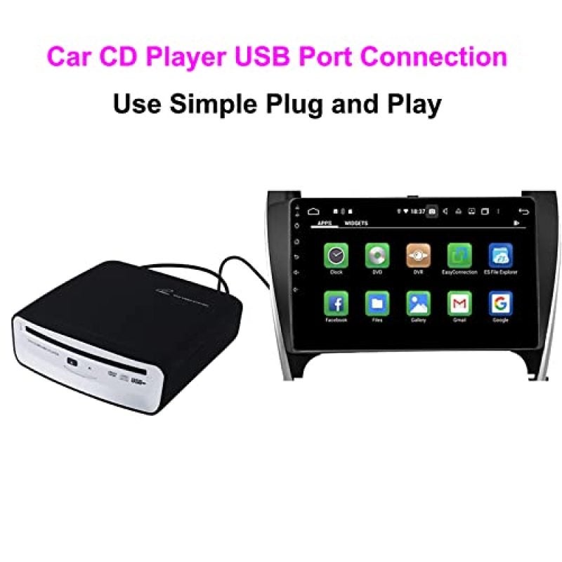 External CD Player USB 2.0 Plug and Play Portable Car CD Player - Shock-Resistant Compact Design Universal CD Drive for Vehicle Home Android PC TV - Image 2