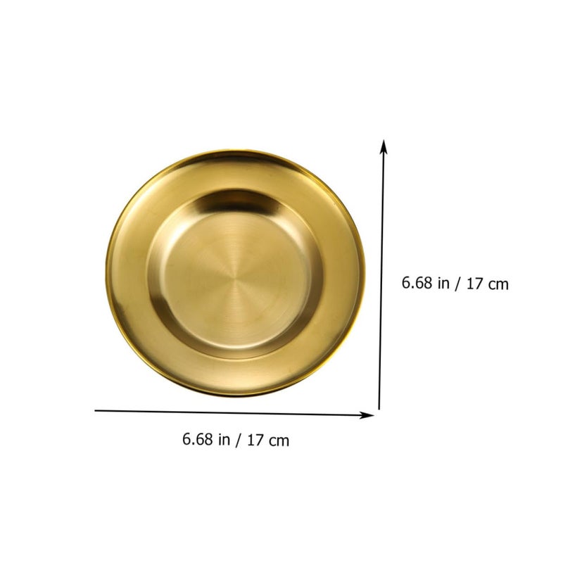 Stainless Steel Dinner Plates 17cm Deepened Golden Pasta Serving Trays 2pcs Set for Party Kitchen - Image 3
