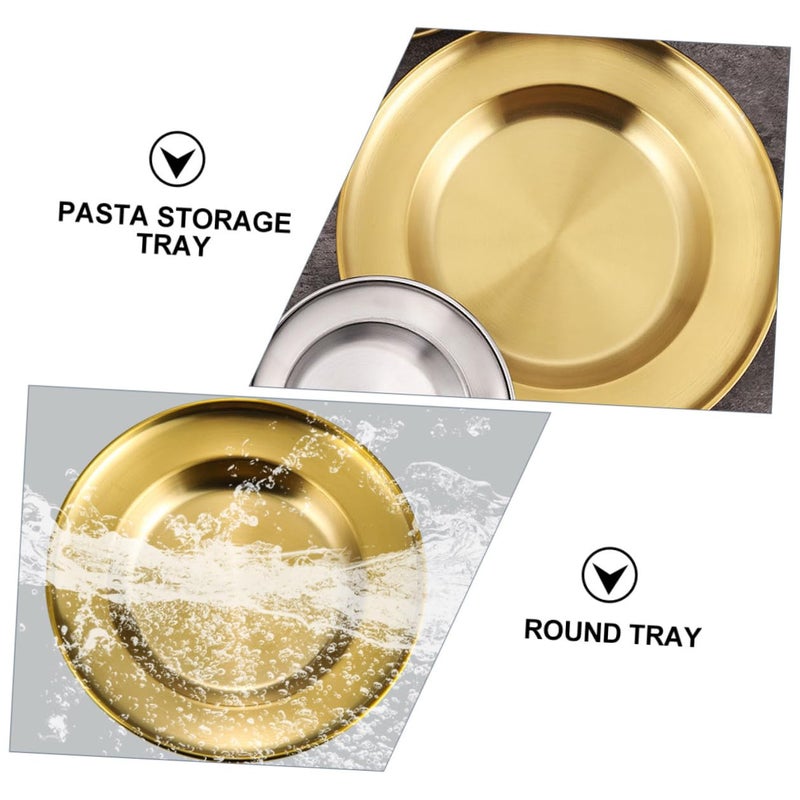 Stainless Steel Dinner Plates 17cm Deepened Golden Pasta Serving Trays 2pcs Set for Party Kitchen - Image 4