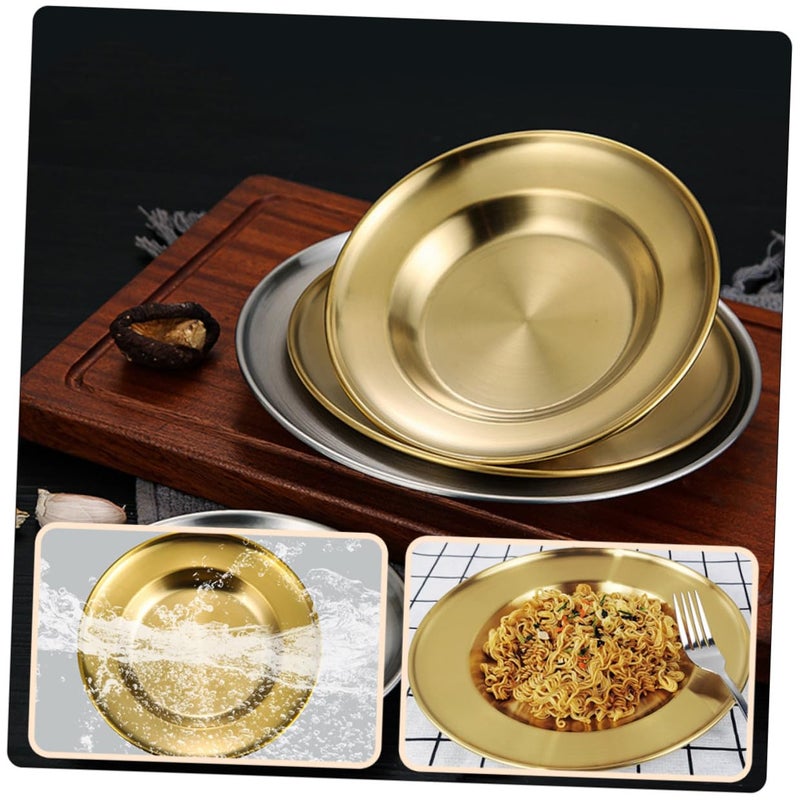 Stainless Steel Dinner Plates 17cm Deepened Golden Pasta Serving Trays 2pcs Set for Party Kitchen - Image 5