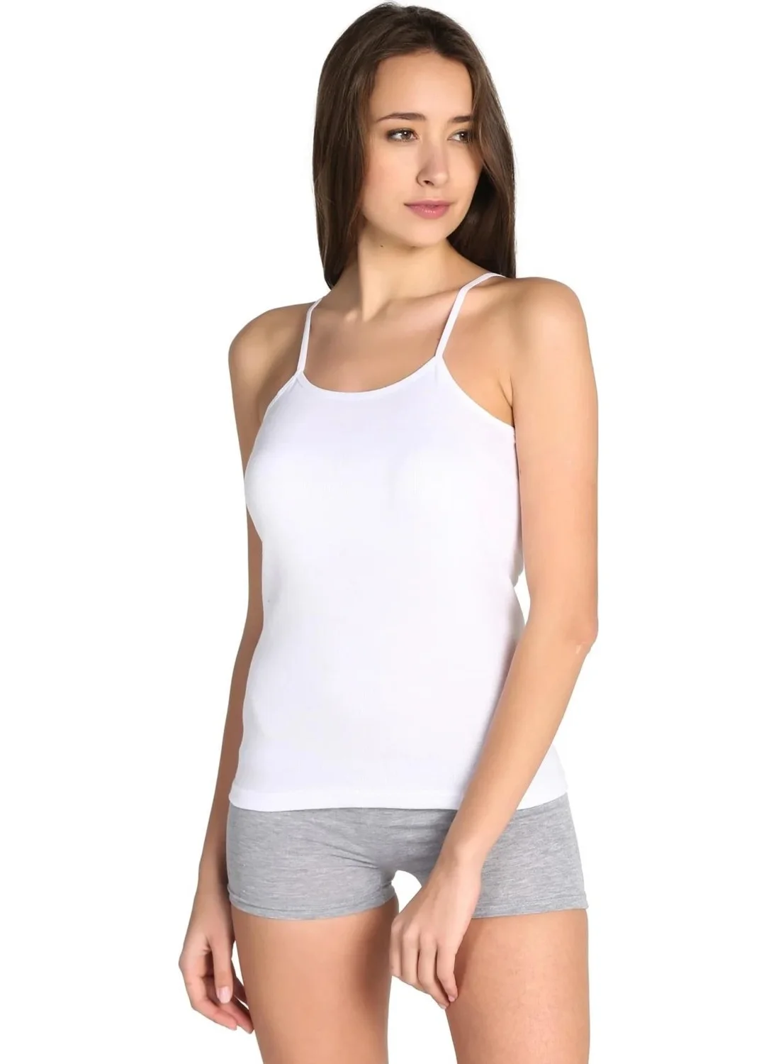 Tutku Passion Women's Ribana Rope Strap White Undershirt 0135 - 12 Pieces
