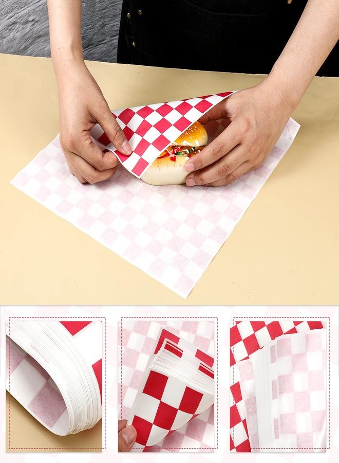 simarro 1000 Sheets Checkered Deli Paper Sheets, 12 x 12 Inch Grease Resistant Food Basket Liners Sandwich Paper Wraps for Restaurants Churches BBQs Picnic Party (Red And White) - Image 5