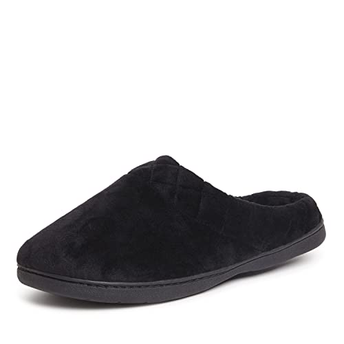 Dearfoams Women's Indoor/Outdoor Memory Foam Darcy Microfiber Velour Clog, Wide Widths Slipper, Black, Small - Image 1