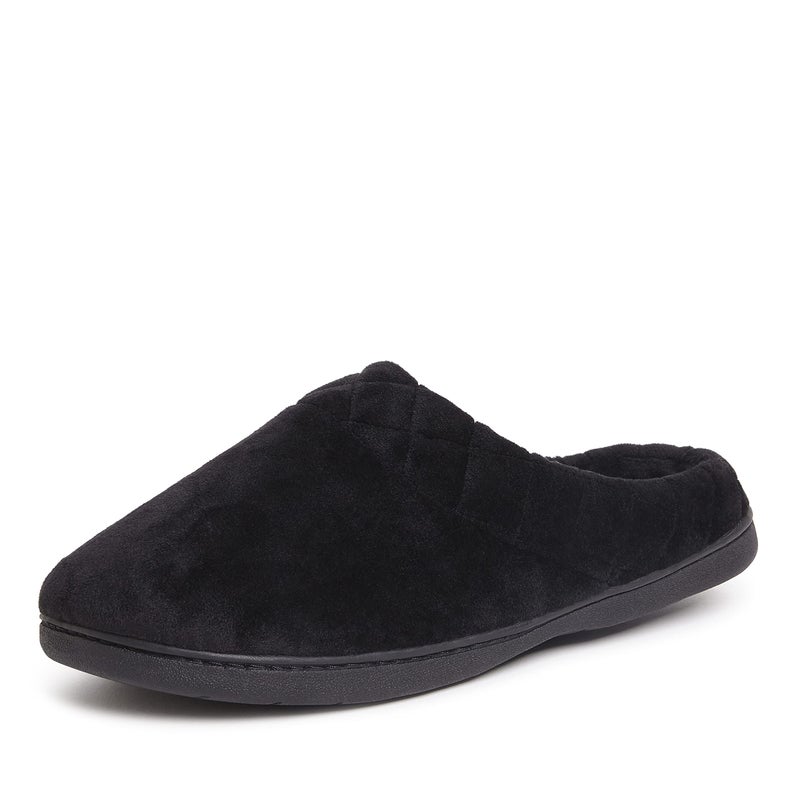 Dearfoams Women's Indoor/Outdoor Memory Foam Darcy Microfiber Velour Clog, Wide Widths Slipper, Black, Small - Image 2