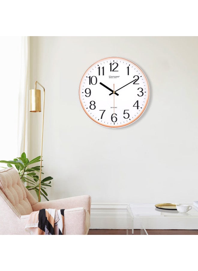 Compas Wall Clock, Living Room Clock, Round Simple Quartz Clock, Wall-mounted Timepiece, 7006 White, 33cm - Image 3
