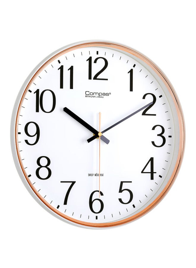Compas Wall Clock, Living Room Clock, Round Simple Quartz Clock, Wall-mounted Timepiece, 7006 White, 33cm - Image 2