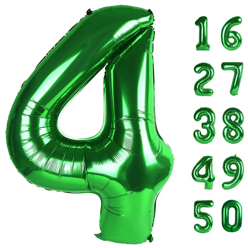 Kelfuoya 40 Inch Green 4 Number Balloons Giant Jumbo Huge 14 41 Foil Mylar Helium Number Digital Balloons Green Birthday Mylar Digital Balloons 14th Birthday Anniversary Events Party Decorations - Image 1