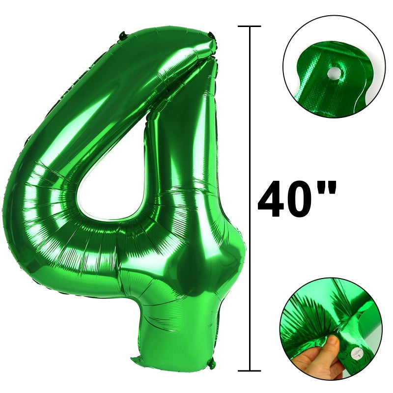Kelfuoya 40 Inch Green 4 Number Balloons Giant Jumbo Huge 14 41 Foil Mylar Helium Number Digital Balloons Green Birthday Mylar Digital Balloons 14th Birthday Anniversary Events Party Decorations - Image 2
