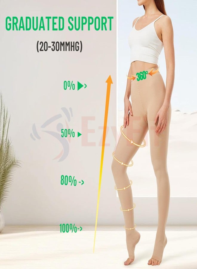 Ezyfit جوارب ضاغطة مستوردة من إيزي فيت، ضغط 20-30 ملم زئبق، للنساء والرجال | جوارب طبية مفتوحة الأصابع | جوارب داعمة متدرجة تصل إلى الخصر، مناسبة للدوالي، والوذمة، والتورم، والحمل | للجنسين (مقاس كبير جدًا) - Image 5