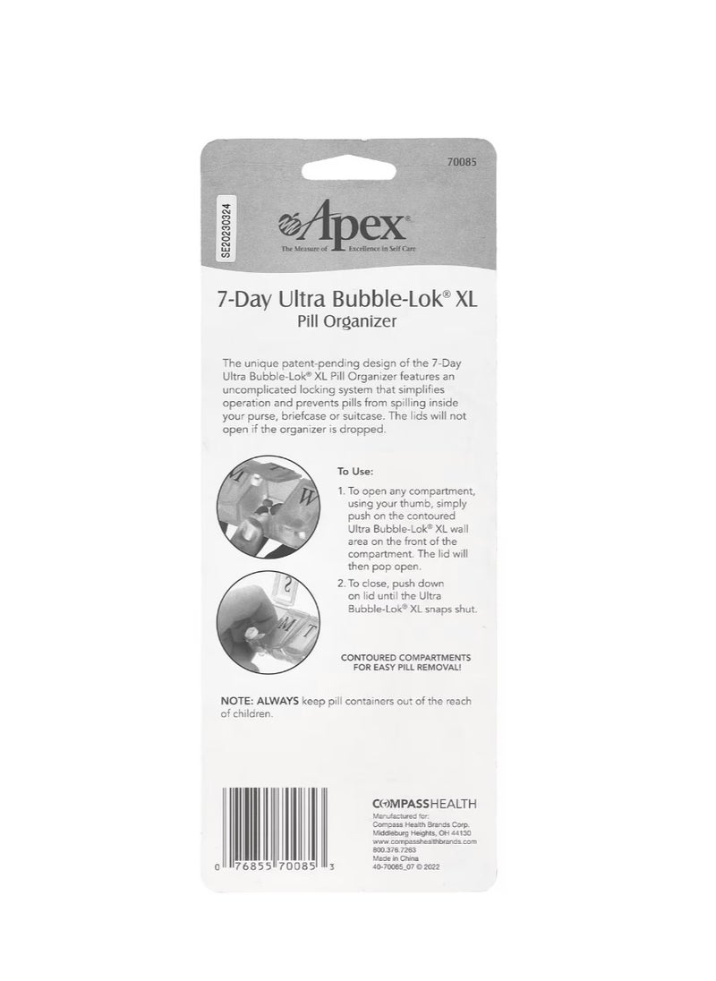 APEX 7-Day Ultra Bubble-Lok Pill Organizer XL 1 Pill Case  - Image 2